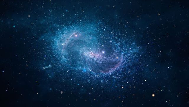 Spectacular Cosmic Blue Nebula in Star-Filled Space