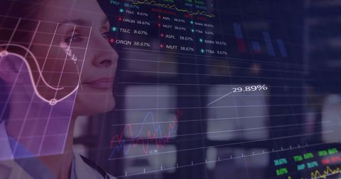 Futuristic healthcare data analysis display concept