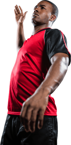 Athletic male throwing pose on transparent background