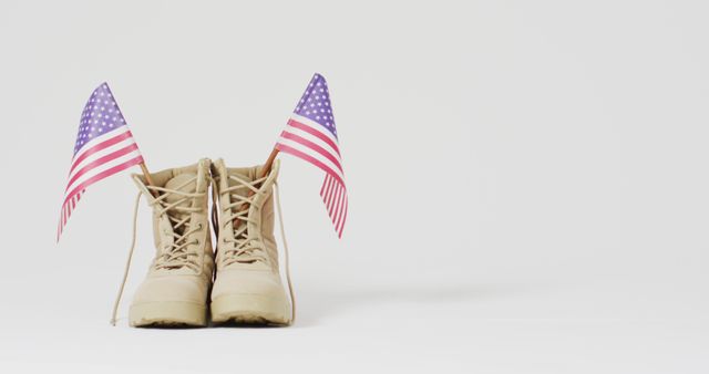 Military Boots with American Flags in Minimalistic Background - Download Free Stock Photos Pikwizard.com