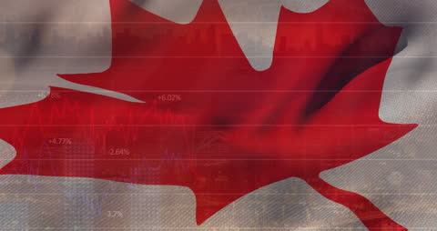 Canadian Finance Concept with Flag and Data Visualization