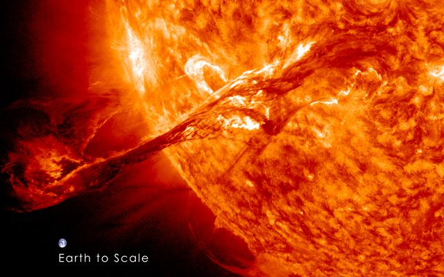 Magnificent CME Erupts on the Sun with Earth to Scale - Download Free Stock Photos Pikwizard.com