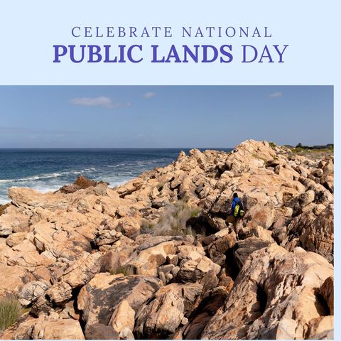 Hiker Exploring Rocky Shoreline on National Public Lands Day