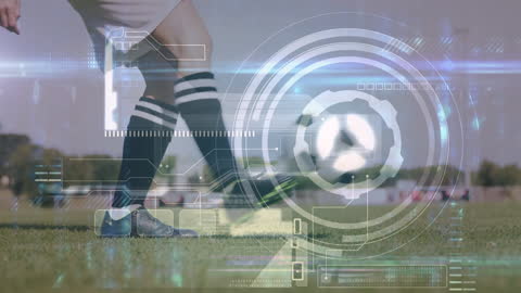 Futuristic Technology Overlaying Soccer Player