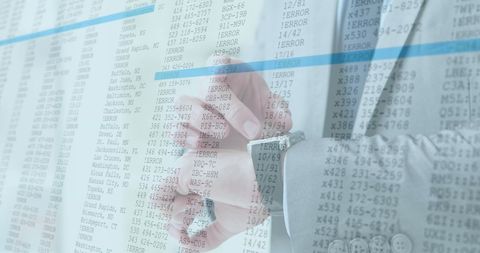 Businessman Analyzing Data on Virtual Interface with Smartwatch