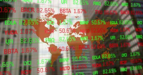 Global Stock Market Display with Financial Data Overlay