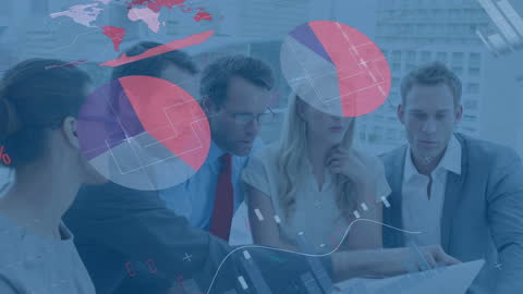 Business Team Analyzing Financial Data with Trading Dashboard