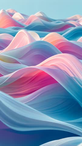 Panning Pastel Wavescape with Smooth Parallax Motion for Vertical Cinematic Loops
