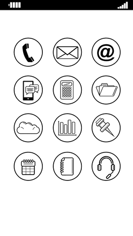 Transparent digital interface illustration with icons