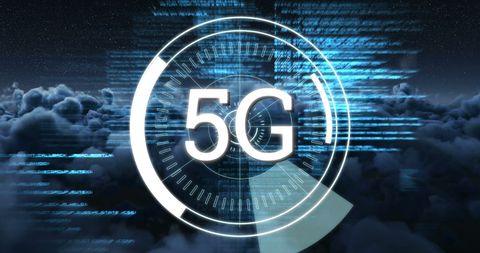 5G Network on Digital Interface with Fast Moving Clouds - Download Free Stock Images Pikwizard.com