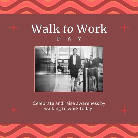 Walk to Work Day Conceptual Poster in Office Environment - Download Free Stock Templates Pikwizard.com