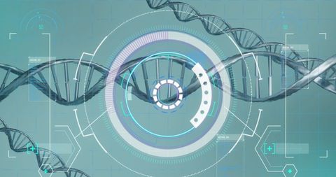 Digital Interface with DNA Strands and Tech Elements - Download Free Stock Images Pikwizard.com