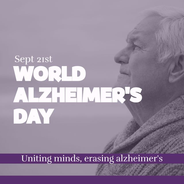 World Alzheimer's Day Promotional Image with Senior Man by Seaside - Download Free Stock Templates Pikwizard.com