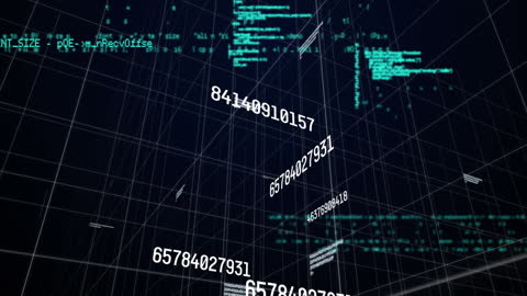 Digital Data Flow and Information Networks on Black Background