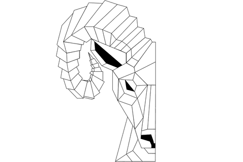 Bull face half portrait transparent background illustration