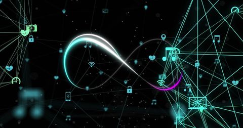 glowing infinity symbol with dynamic digital network concept - Download Free Stock Images Pikwizard.com