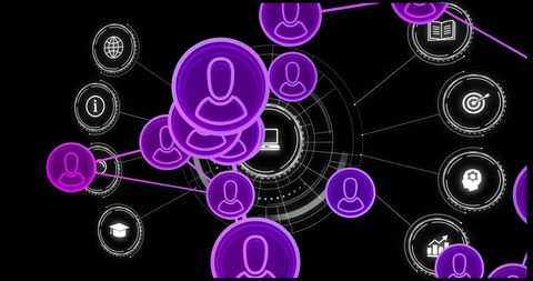 Digital Network with User Icons and Data Nodes on Black - Download Free Stock Images Pikwizard.com