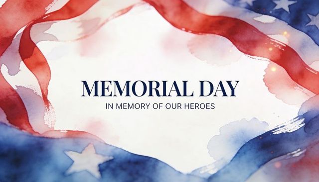 Memorial day tribute watercolor flag banner honoring fallen heroes and remembrance