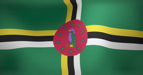 Waving Flag of Dominica Displaying National Pride