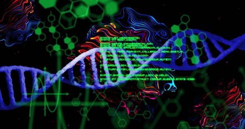 digital dna with algorithmic data overlay conveying science technology - Download Free Stock Images Pikwizard.com