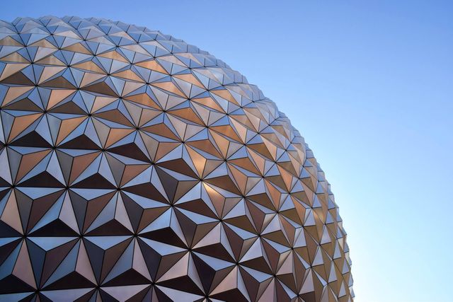 Close-up View of Modern Geodesic Dome Against Blue Sky - Download Free Stock Photos Pikwizard.com