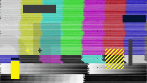 Colorful Digital Glitch Overlay with Shapes