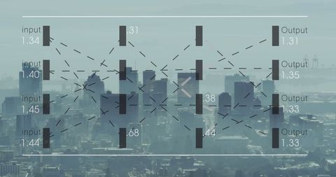 statistical data visualization overlaid on cityscape - Download Free Stock Images Pikwizard.com