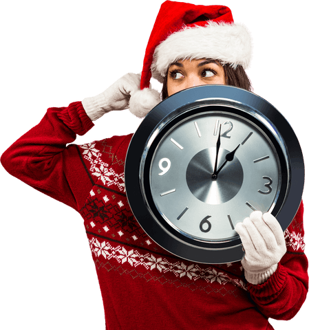 transparent festive woman holding clock with holiday cheer - Download Free Stock Videos Pikwizard.com