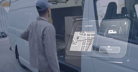 Delivery Van and Digital Map Interface in Modern Logistics