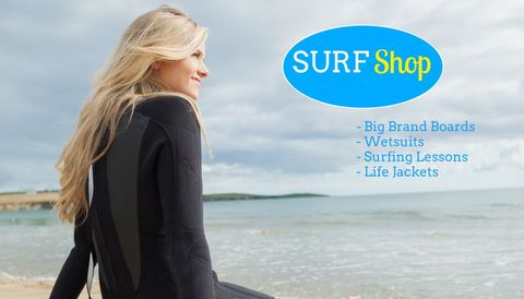 Serene Surf Shop Ad with Woman Enjoying Ocean View - Download Free Stock Templates Pikwizard.com