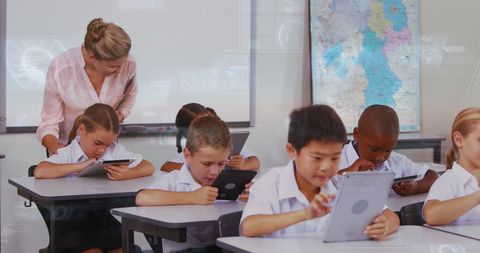 Digital Learning in Diverse Classroom with Engaged Students - Download Free Stock Images Pikwizard.com