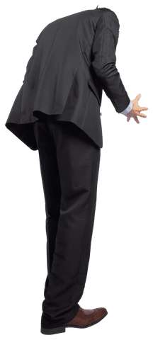 Back View of Professional Caucasian Businessman on Transparent Background