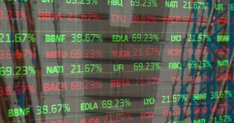 Digital data projection on warehouse interior reflecting global connectivity