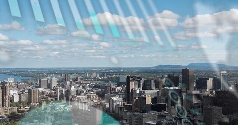 City Skyline Merging with Digital Data Visualizations - Download Free Stock Images Pikwizard.com