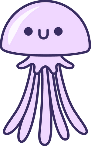 Playful lavender jellyfish on transparent background