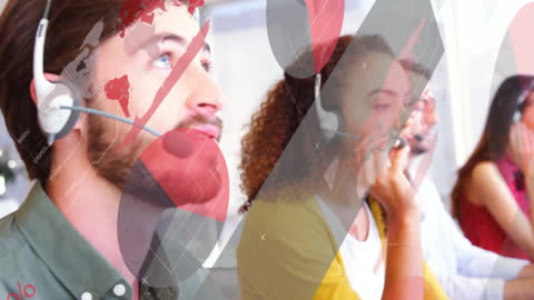 Global Tech Support Team with Financial Data Overlay