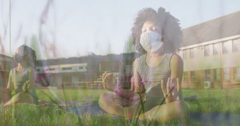 Children Meditating with Masks in Nature
