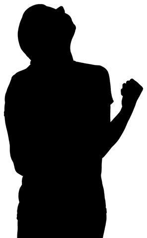silhouette of a woman clenching her fists on a transparent background serves as a versatile visual element for projects involving expressions of determination or empowerment. ideal for use in graphic design, presentations, or websites where abstract human element is needed without compromising the context.