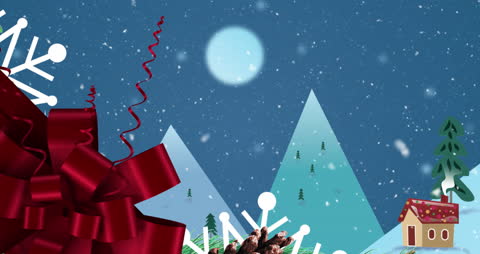 Festive Winter Wonderland with Falling Snowflakes