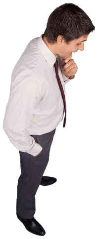 Transparent businessman in formal wear contemplating
