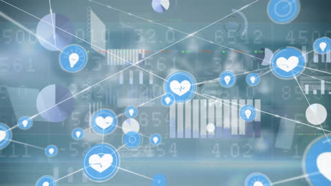 Digital Network with Data Processing Visualization