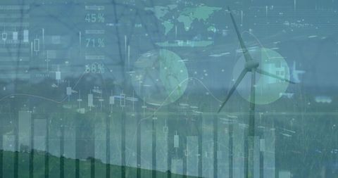 renewable energy data analysis with wind turbine background - Download Free Stock Images Pikwizard.com