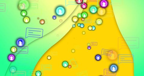 Digital communication icons on vibrant abstract background