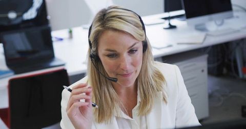 Professional Support Agent Assisting in Modern Office