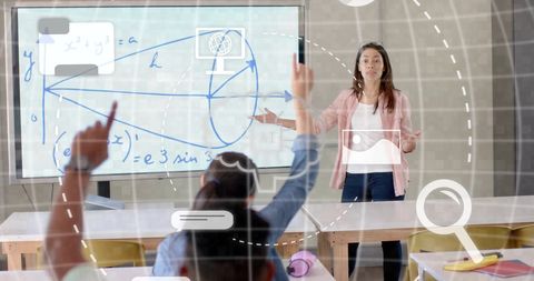 Diverse Students Learning in Classroom with AI Overlay