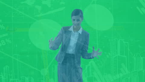 Businesswoman Interacting with Digital Graph Interface