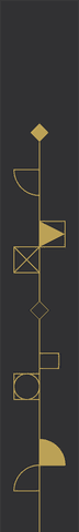 Minimal geometric gold abstract on transparent background