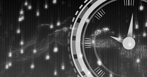 Clock Overlay with Binary Code for Digital Concepts - Download Free Stock Images Pikwizard.com