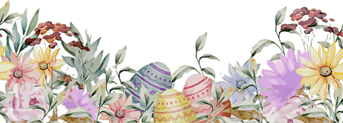 Transparent pastel eggs with spring florals