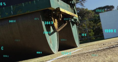 Digital Data Overlay on a Cricket Field with Roller